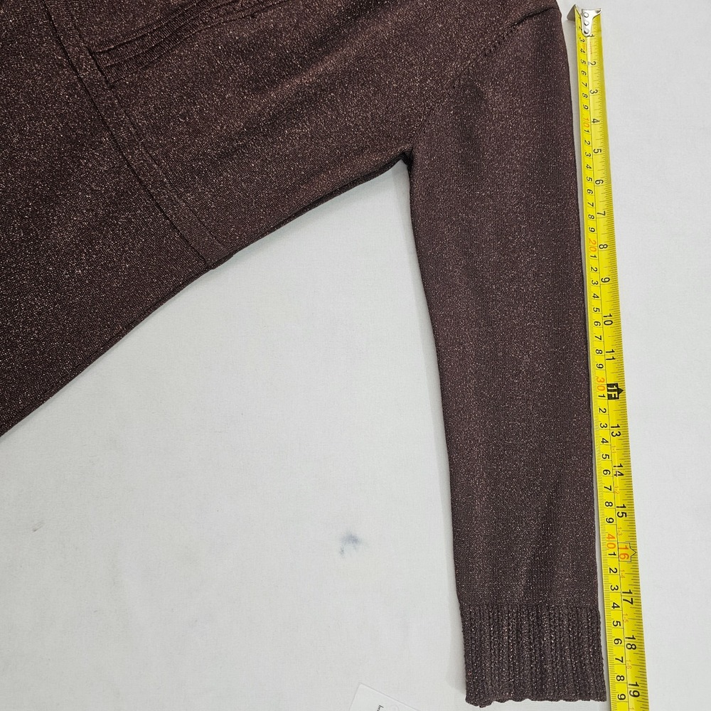 Nanette Lepore Brown Lurex Sweater Dress M Mock Neck Tiered NM2F11P61 $138 NEW - Picture 6 of 11